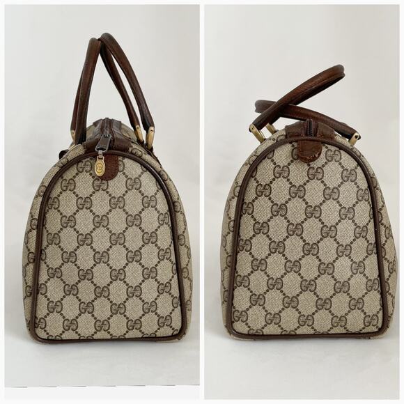 GUCCI GG Vintage Supreme Web Sherry Line Boston Bag PVC Beige Red Green - Picture 12 of 16